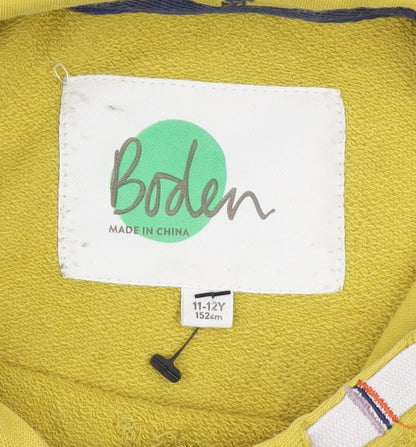 Boys UK Size 11-12 Years Boden Yellow Pullover Hoodie