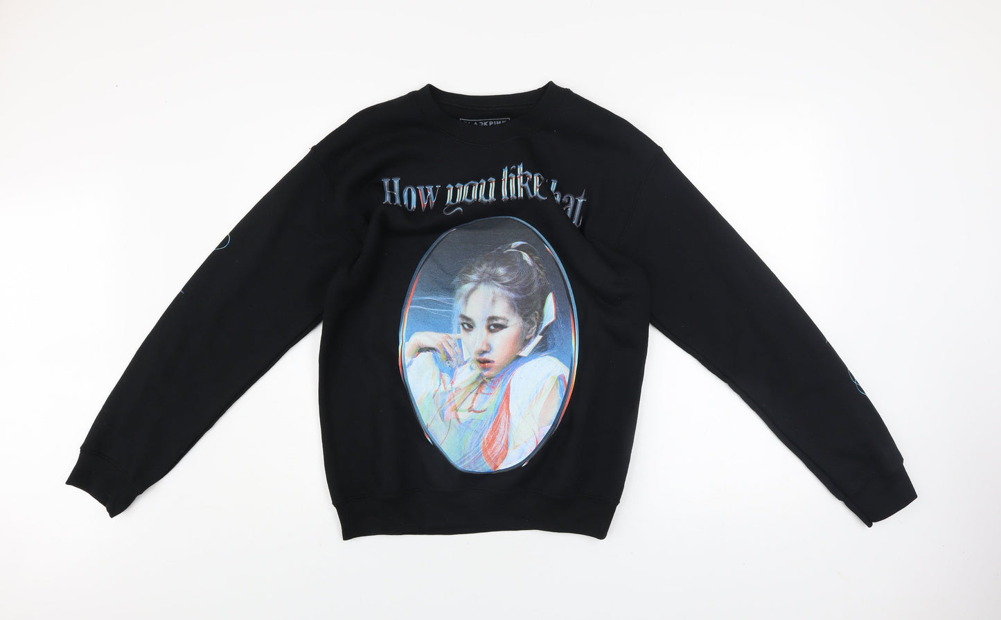 Womens UK Size S BLACKPINK Black Pullover Sweatshirt