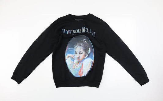 Womens UK Size S BLACKPINK Black Pullover Sweatshirt
