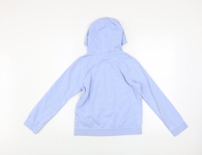 Nike Girls Blue Pullover Hoodie M 13-14 Years Cotton Blend Logo Sweatshirt