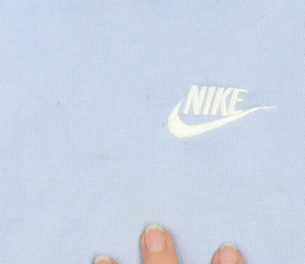 Nike Girls Blue Pullover Hoodie M 13-14 Years Cotton Blend Logo Sweatshirt