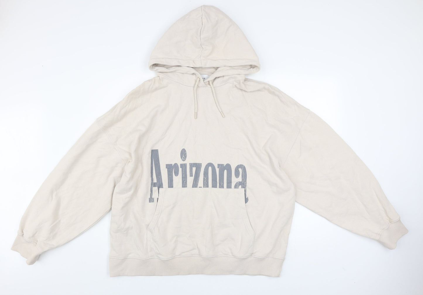 Mens UK Size L Topman Beige Pullover Hoodie