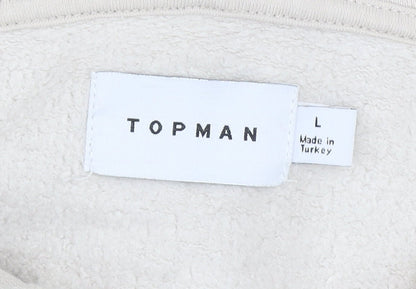 Mens UK Size L Topman Beige Pullover Hoodie
