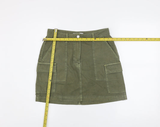 Primark Women’s Green Cargo Short Skirt Size 10 Cotton Twill