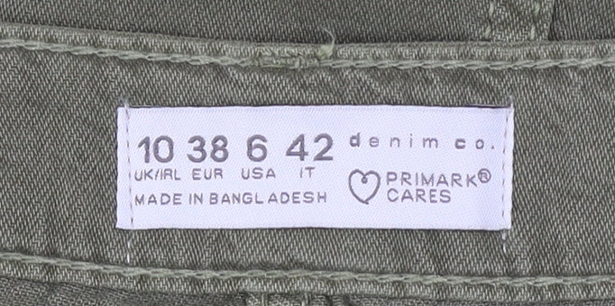 Primark Women’s Green Cargo Short Skirt Size 10 Cotton Twill