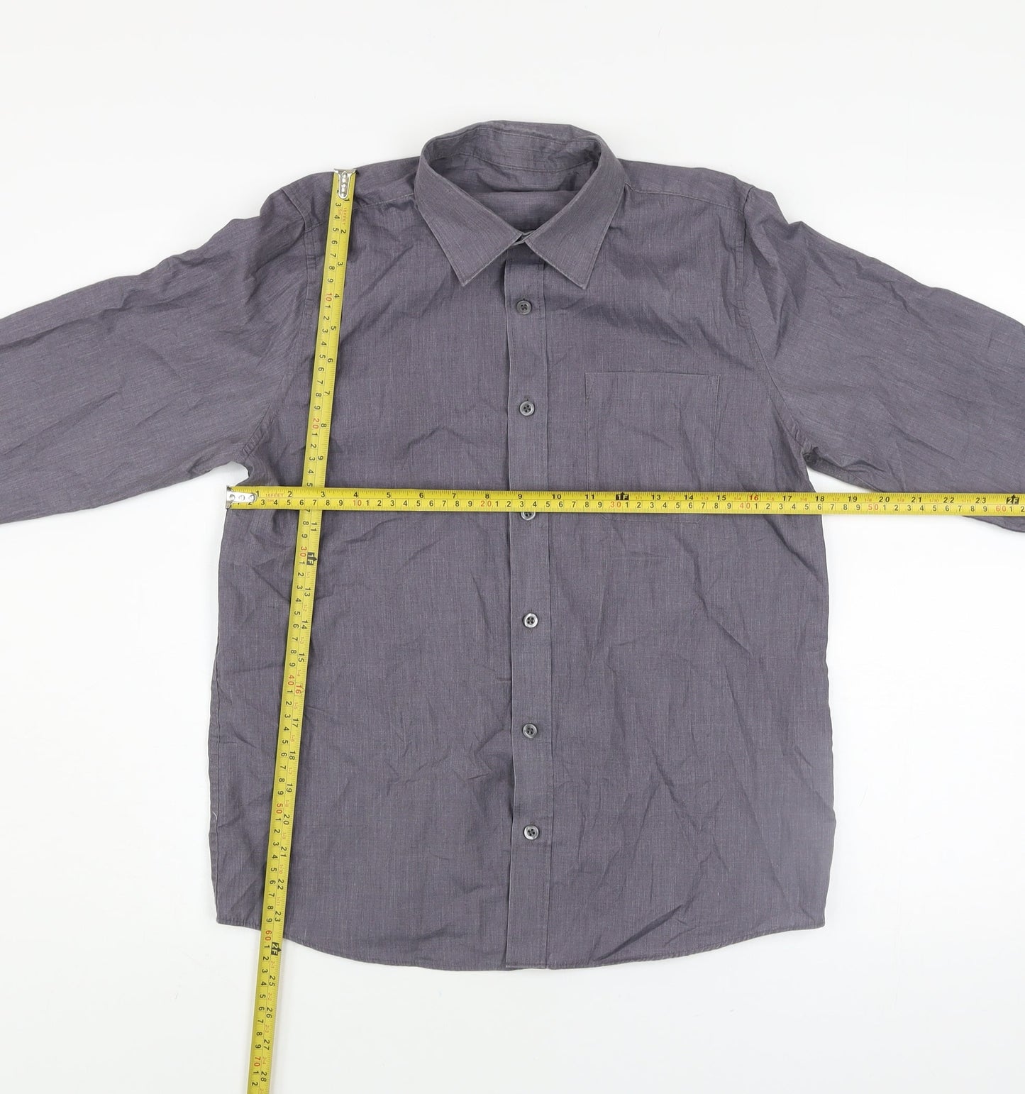 Boys UK Size 13-14 Years Dunnes Stores Grey Basic Button-Up