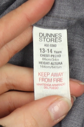 Boys UK Size 13-14 Years Dunnes Stores Grey Basic Button-Up