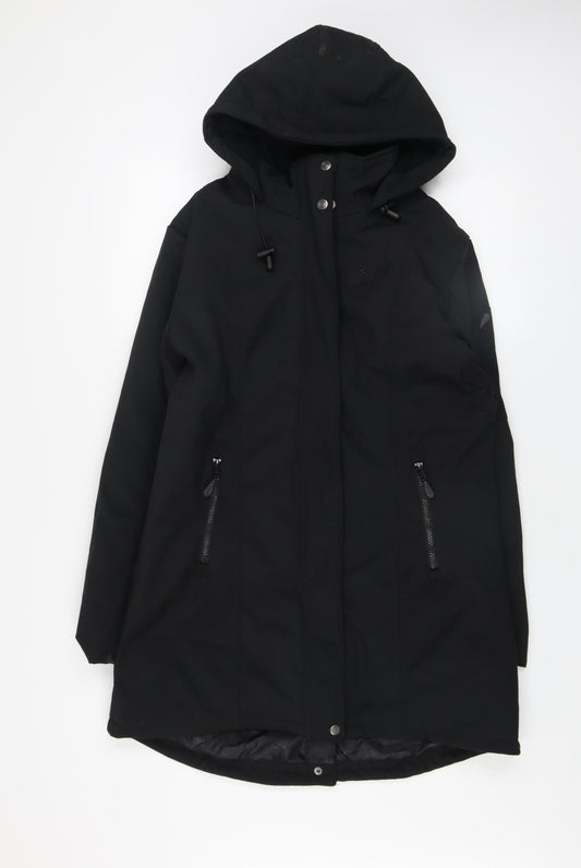 Portwest Women Black Waterproof Hooded Softshell Rain Jacket Size 14