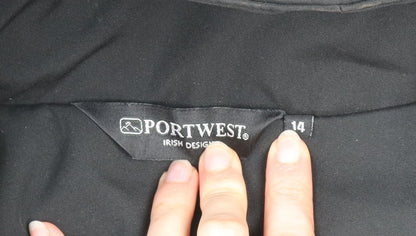 Portwest Women Black Waterproof Hooded Softshell Rain Jacket Size 14