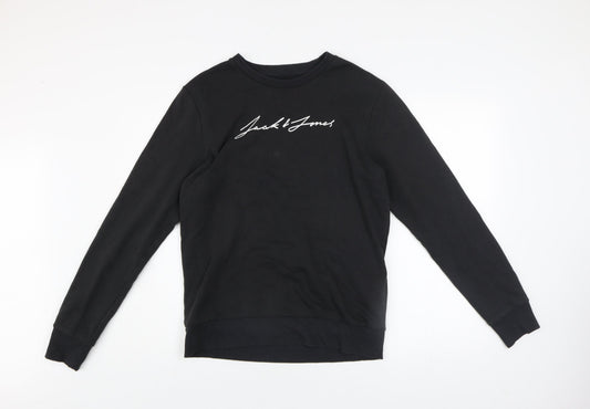Mens UK Size S JACK & JONES Black Pullover Sweatshirt