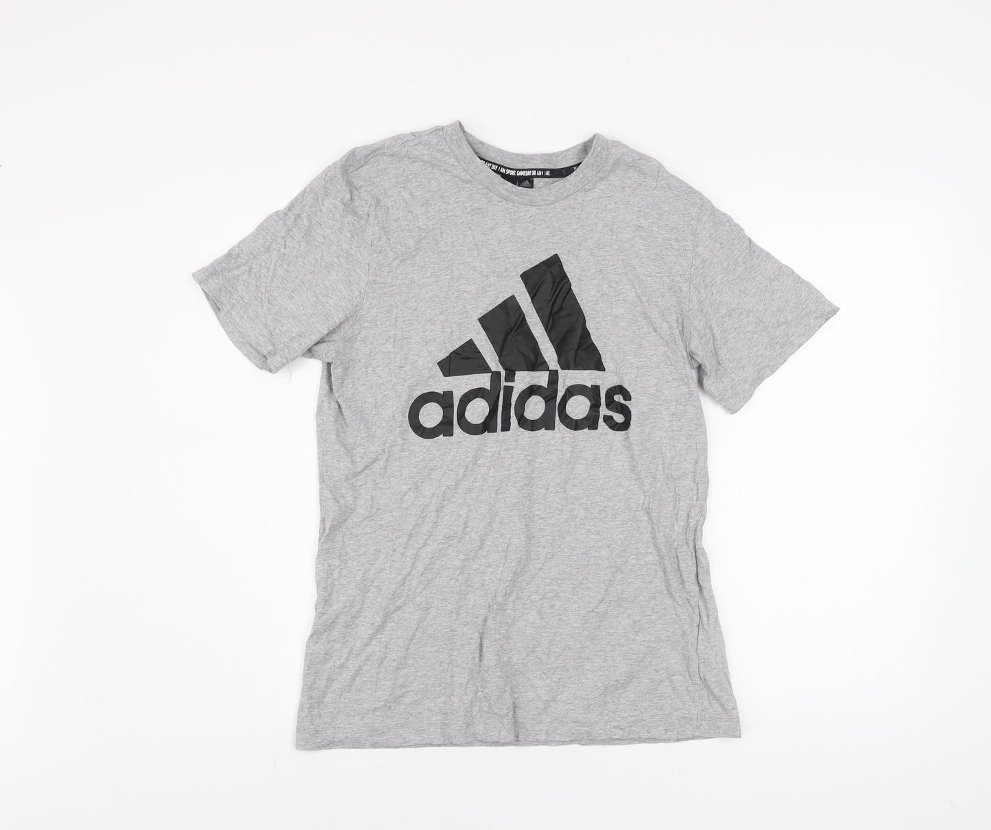 Adidas Men's Grey Logo Graphic Print Cotton T-Shirt Size M