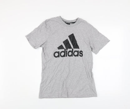 Adidas Men's Grey Logo Graphic Print Cotton T-Shirt Size M