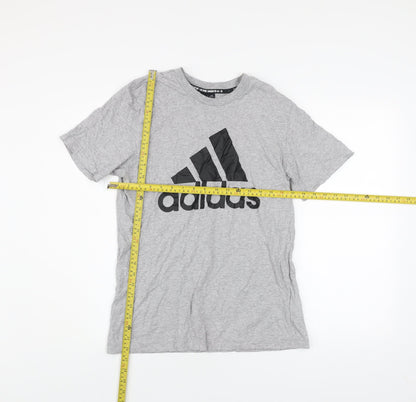 Adidas Men's Grey Logo Graphic Print Cotton T-Shirt Size M
