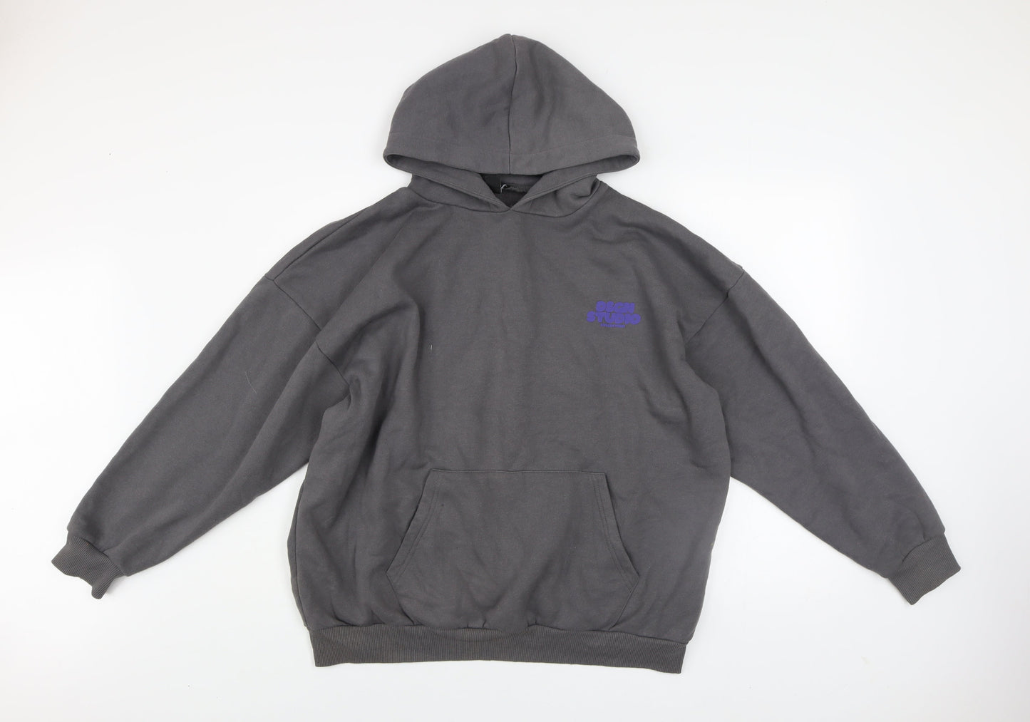 Mens UK Size M Boohoo Grey Pullover Hoodie