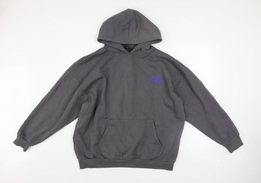 Mens UK Size M Boohoo Grey Pullover Hoodie