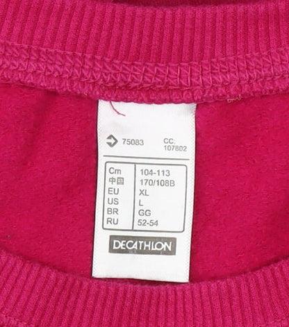 Decathlon Womens Pink XL Pullover Sweatshirt Cotton Blend Casual