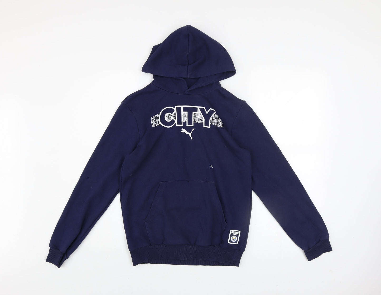 Puma Boys Blue 13-14 Years Pullover Hoodie Manchester City Graphic