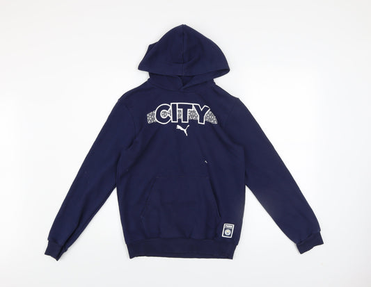 Puma Boys Blue 13-14 Years Pullover Hoodie Manchester City Graphic