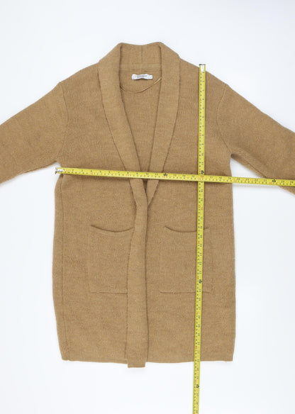 Luisa Ricci Women Beige Wool Knit Belted Cardigan L