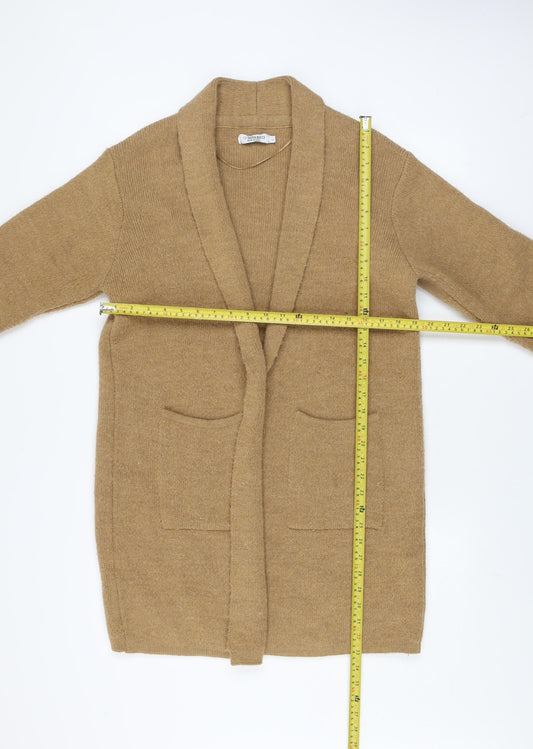 Luisa Ricci Women Beige Wool Knit Belted Cardigan L
