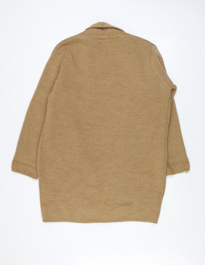 Luisa Ricci Women Beige Wool Knit Belted Cardigan L