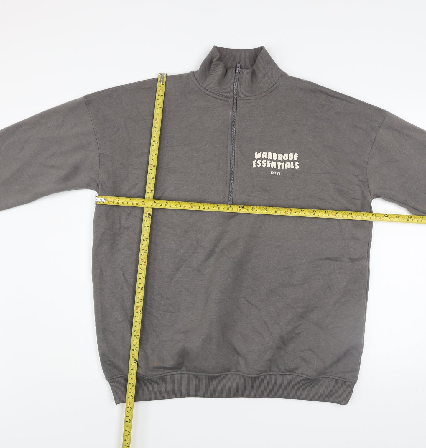 Boohoo Womens Grey 1/4 Zip Pullover Sweatshirt XS Relaxed Fit