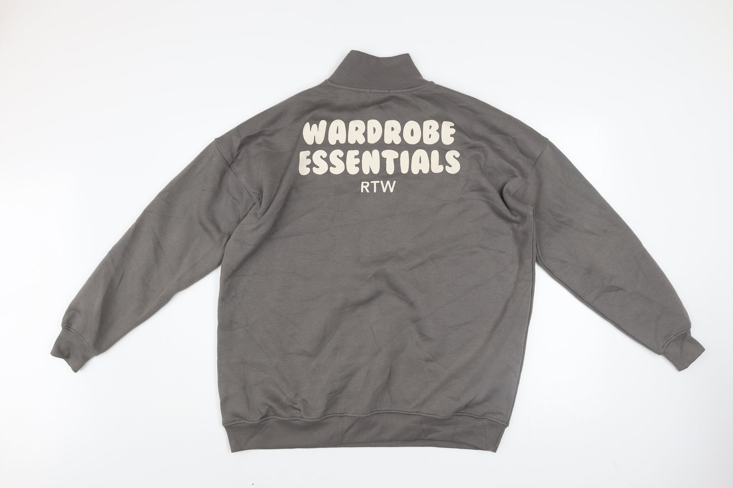 Boohoo Womens Grey 1/4 Zip Pullover Sweatshirt XS Relaxed Fit