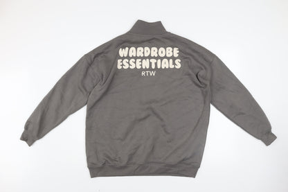 Boohoo Womens Grey 1/4 Zip Pullover Sweatshirt XS Relaxed Fit