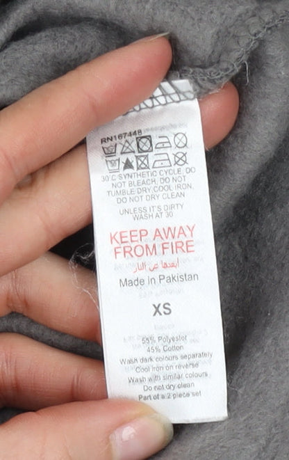 Boohoo Womens Grey 1/4 Zip Pullover Sweatshirt XS Relaxed Fit