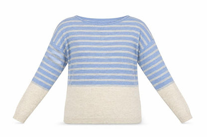 FatFace Womens Blue Beige Striped Acrylic Jumper Size 12