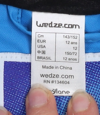 Wedze Boys Blue Green White Waterproof Ski Jacket 12 Years Hooded Winter Coat