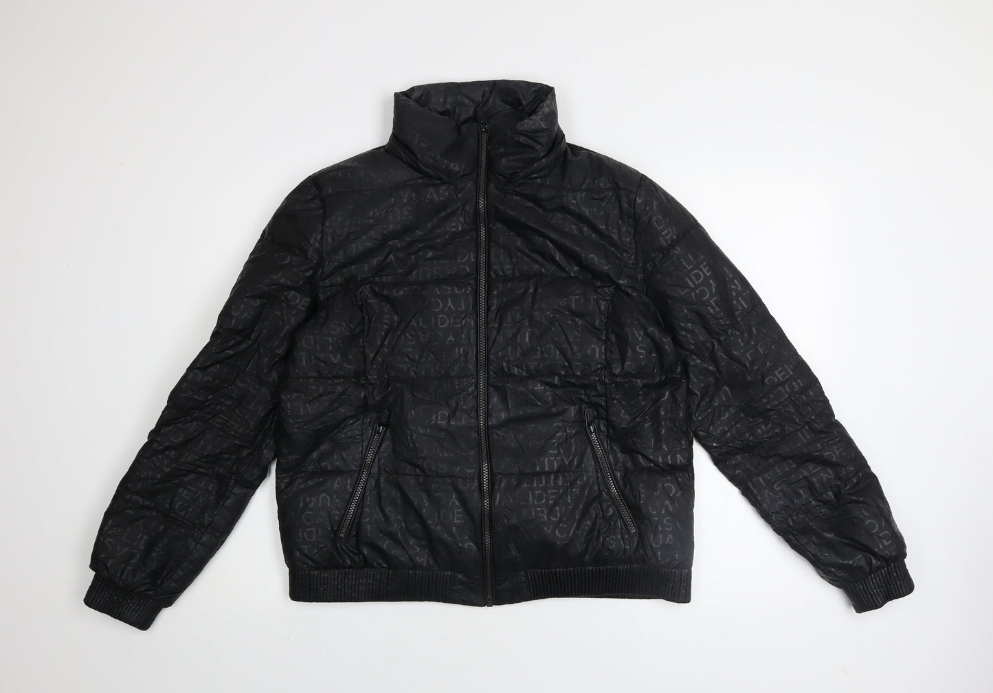Womens UK Size 14 Casual Identity Black Puffer Jacket