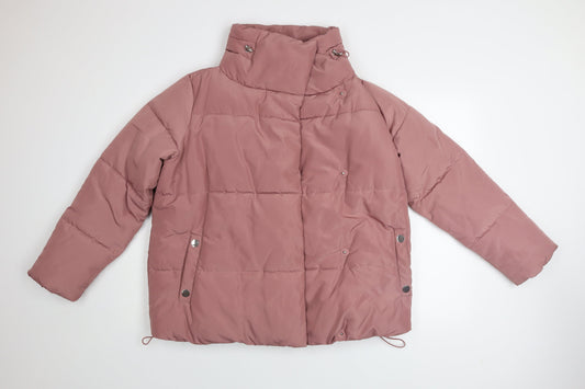 F&F Womens Pink Puffer Jacket Size 12 Mid-Length Winter Coat