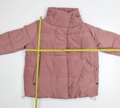 F&F Womens Pink Puffer Jacket Size 12 Mid-Length Winter Coat