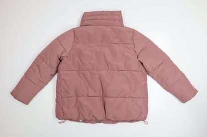 F&F Womens Pink Puffer Jacket Size 12 Mid-Length Winter Coat