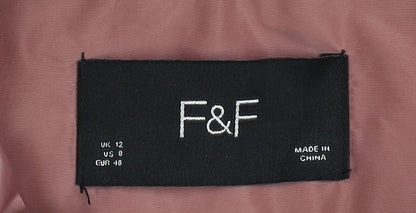 F&F Womens Pink Puffer Jacket Size 12 Mid-Length Winter Coat