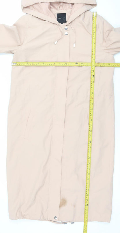 New Look Women Beige Hooded Long Rain Coat Size 8