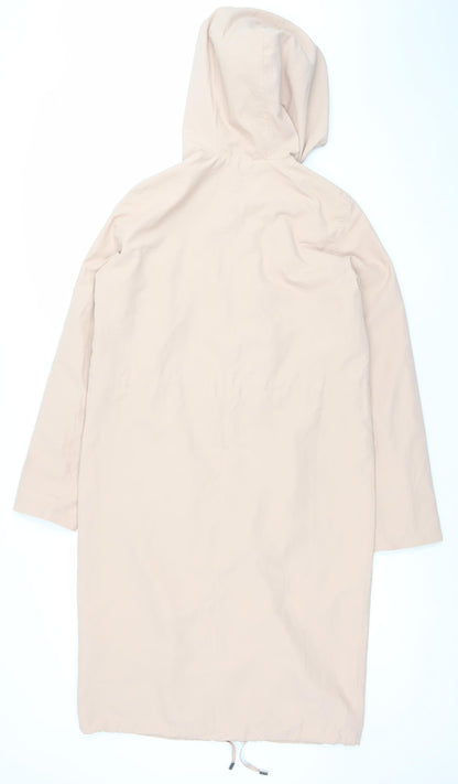 New Look Women Beige Hooded Long Rain Coat Size 8