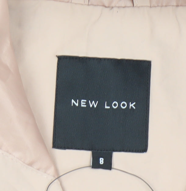 New Look Women Beige Hooded Long Rain Coat Size 8