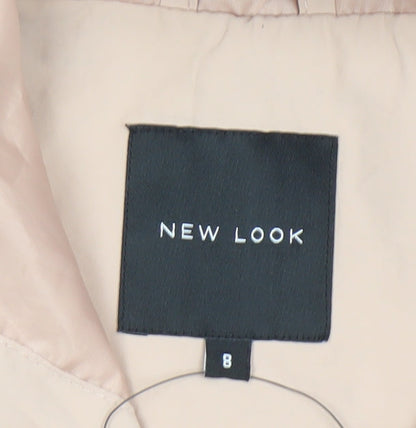New Look Women Beige Hooded Long Rain Coat Size 8