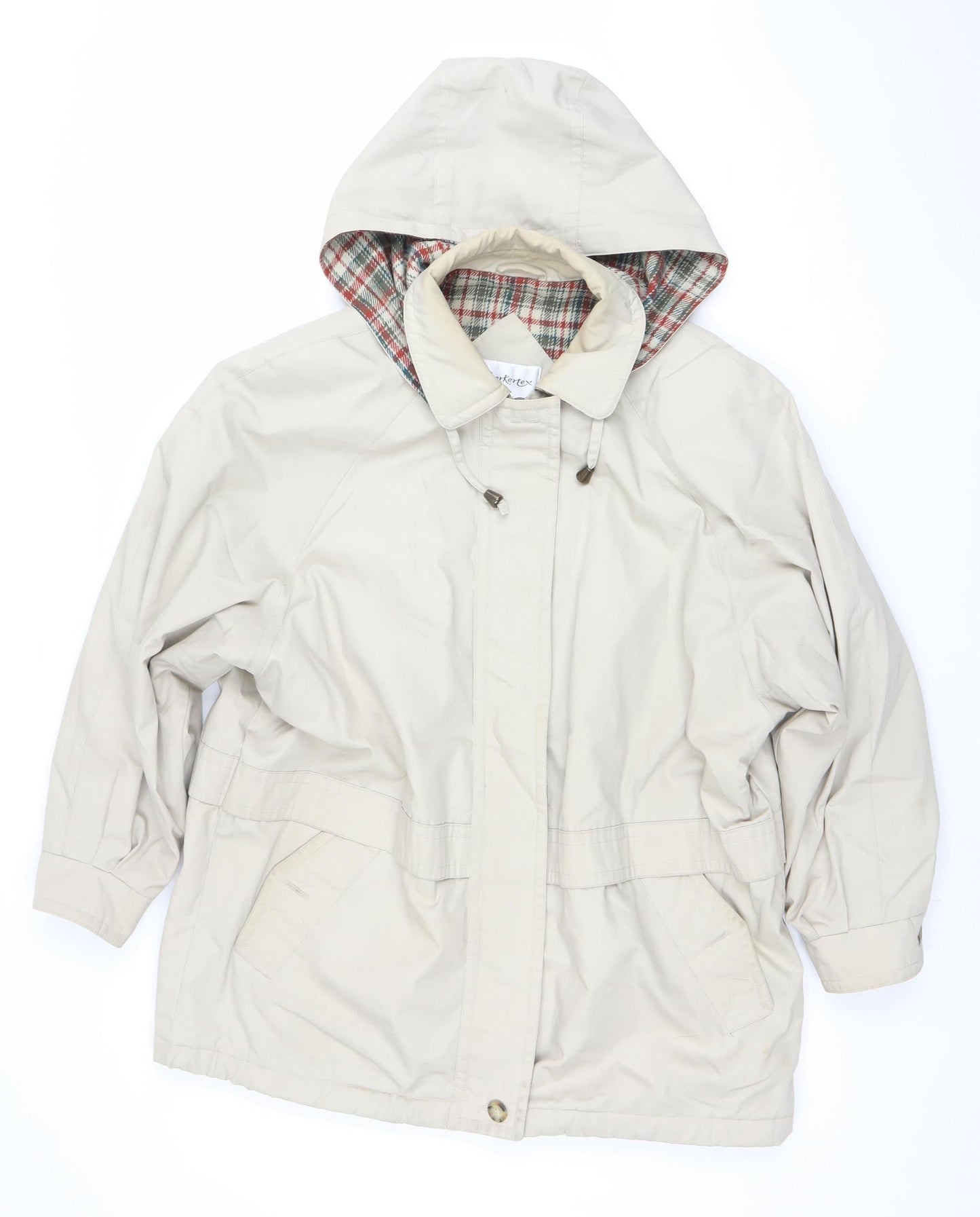 Berkertex Women’s Beige Hooded Parka Jacket Size 16 Lined Classic Style