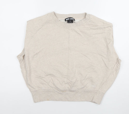 Womens UK Size 12 DKNY Jeans Beige Basic T-Shirt