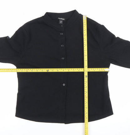 Boohoo Women Black Collared Button Cardigan Size 14