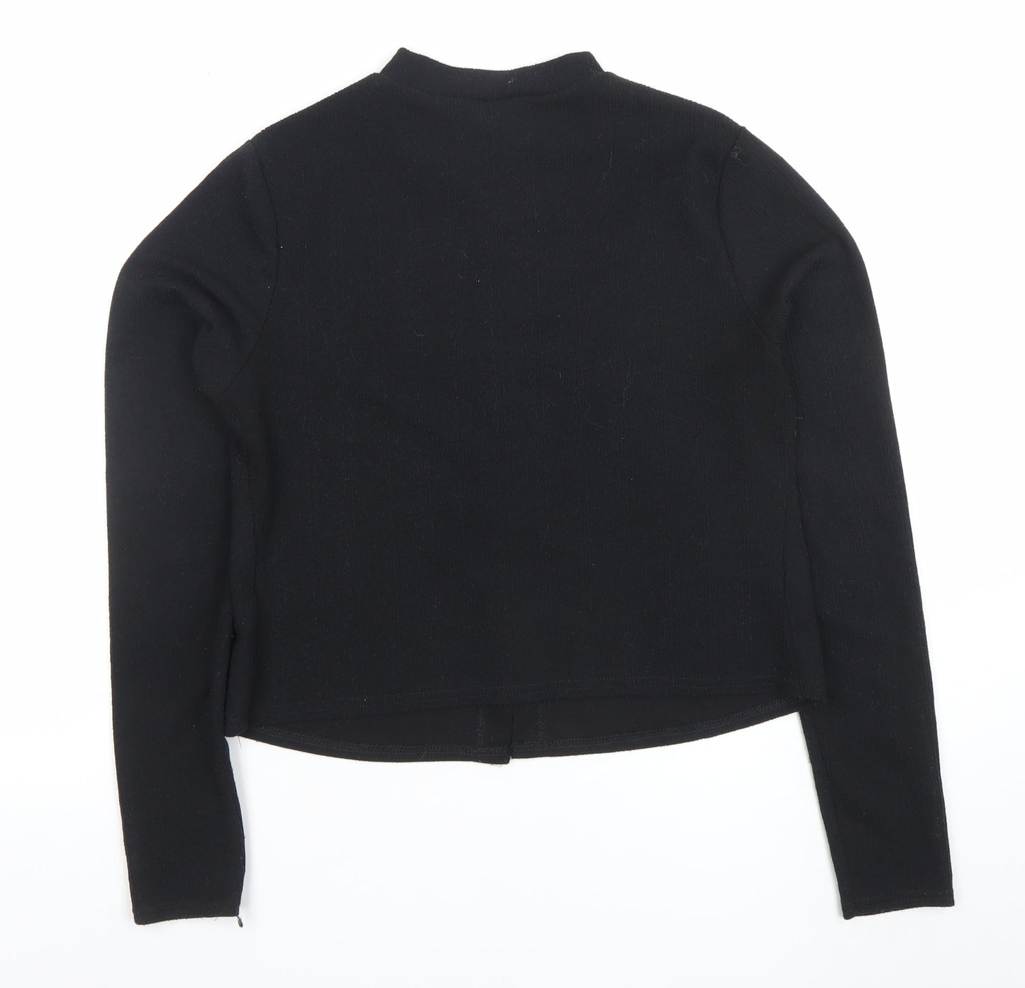 Boohoo Women Black Collared Button Cardigan Size 14