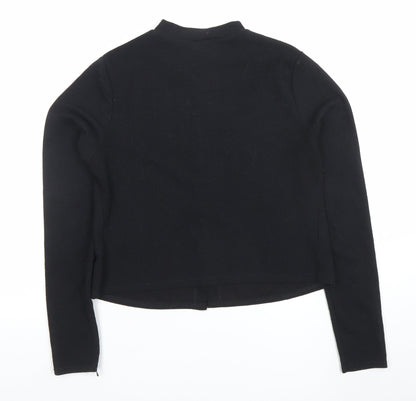 Boohoo Women Black Collared Button Cardigan Size 14