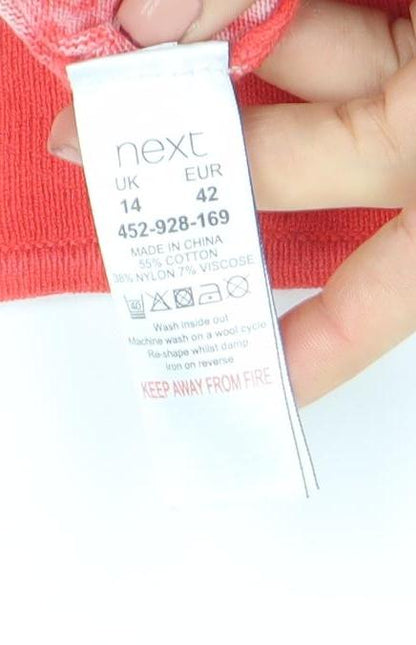Womens UK Size 14 NEXT Red Basic T-Shirt
