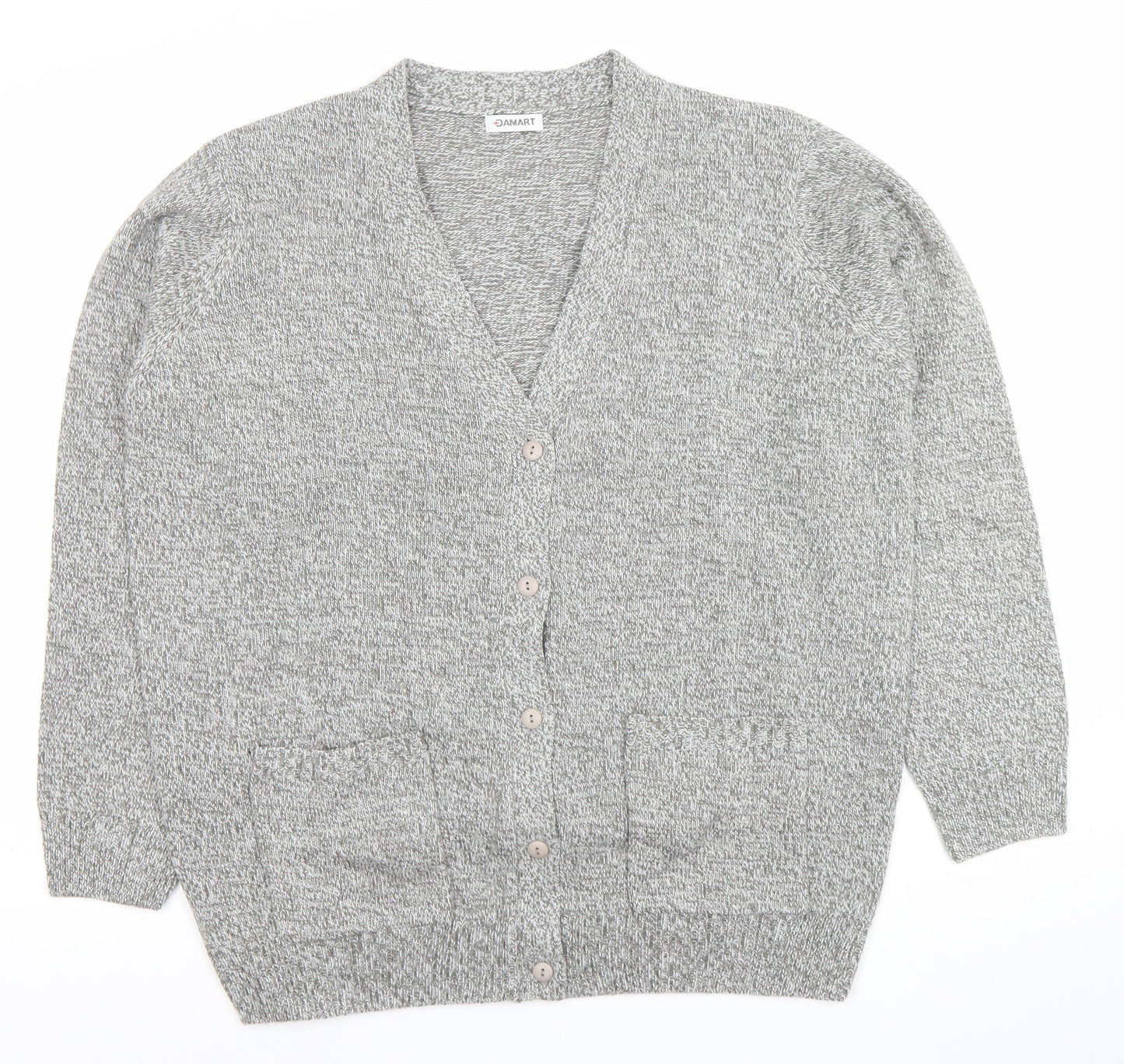 Damart Women's Grey V-Neck Button Knit Cardigan Size 18/20