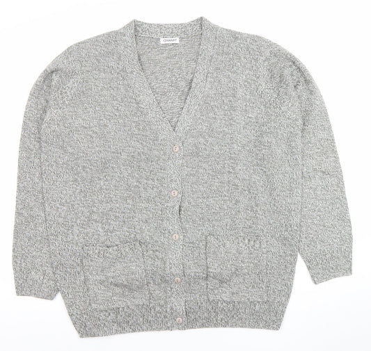 Damart Women's Grey V-Neck Button Knit Cardigan Size 18/20