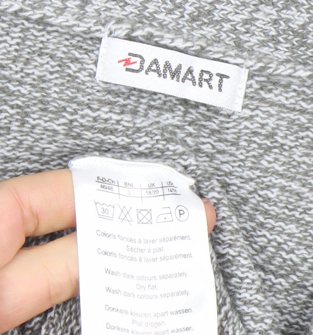 Damart Women's Grey V-Neck Button Knit Cardigan Size 18/20