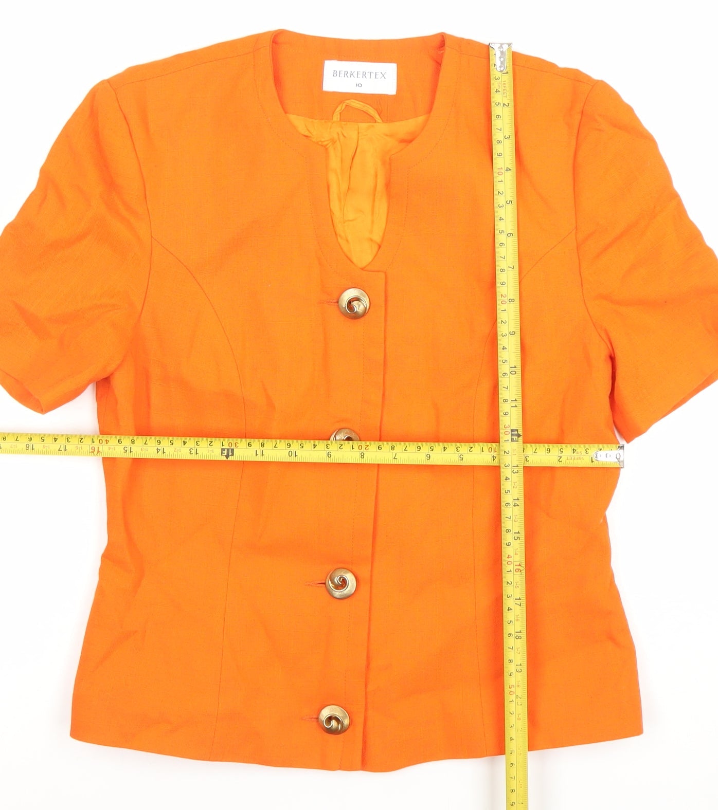 Berkertex Women's Orange Short Sleeve Suit Jacket Size 10